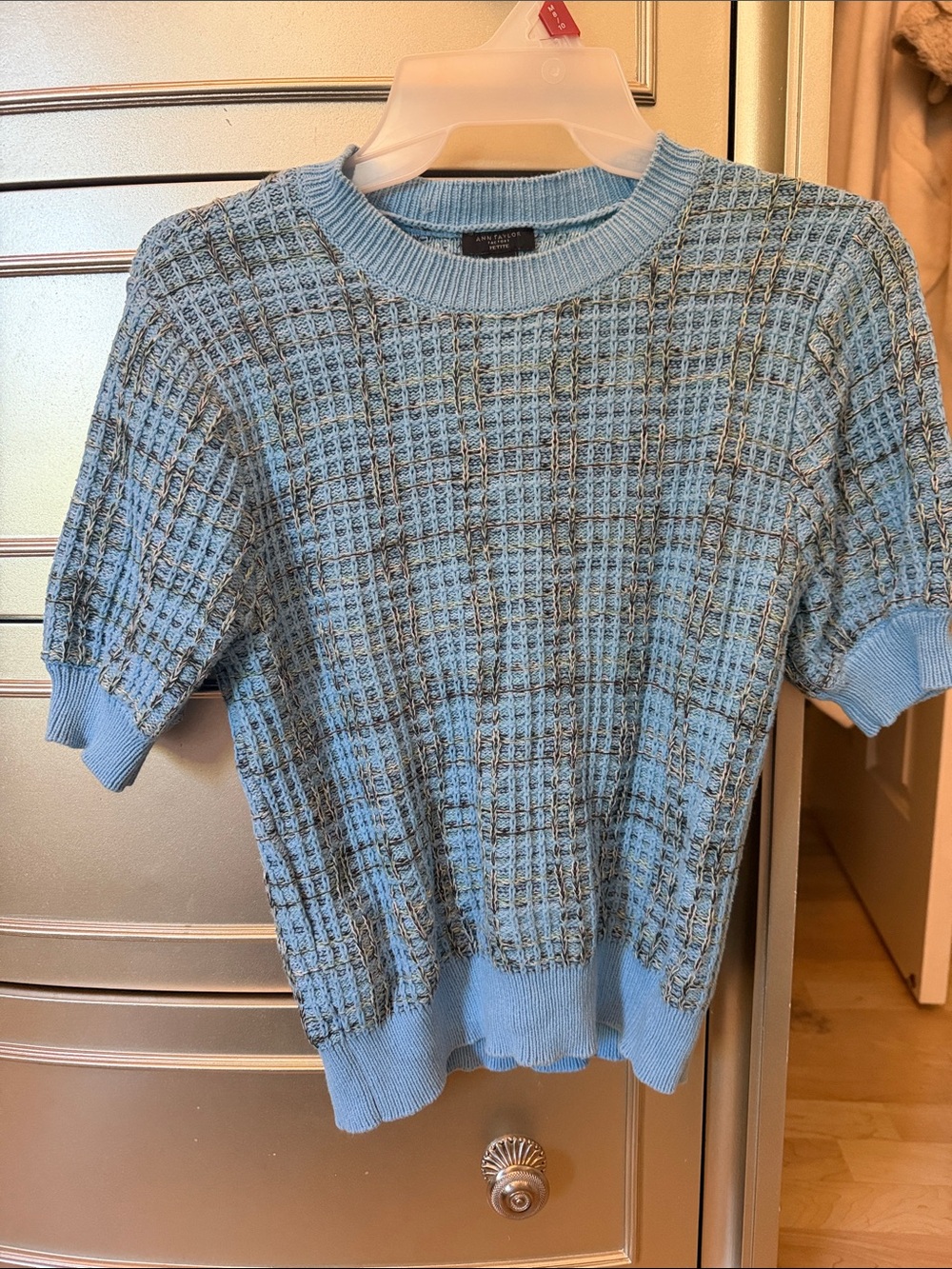 Ann Taylor Light Blue Textured Crewneck Sweater